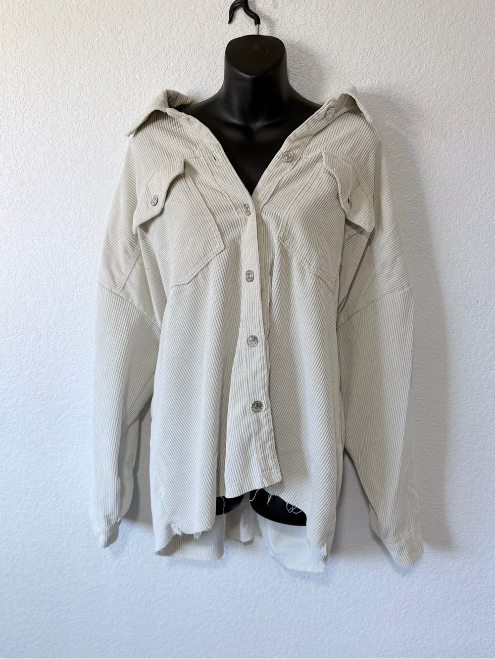 Forever 21 Cream Corduroy Oversized Shacket